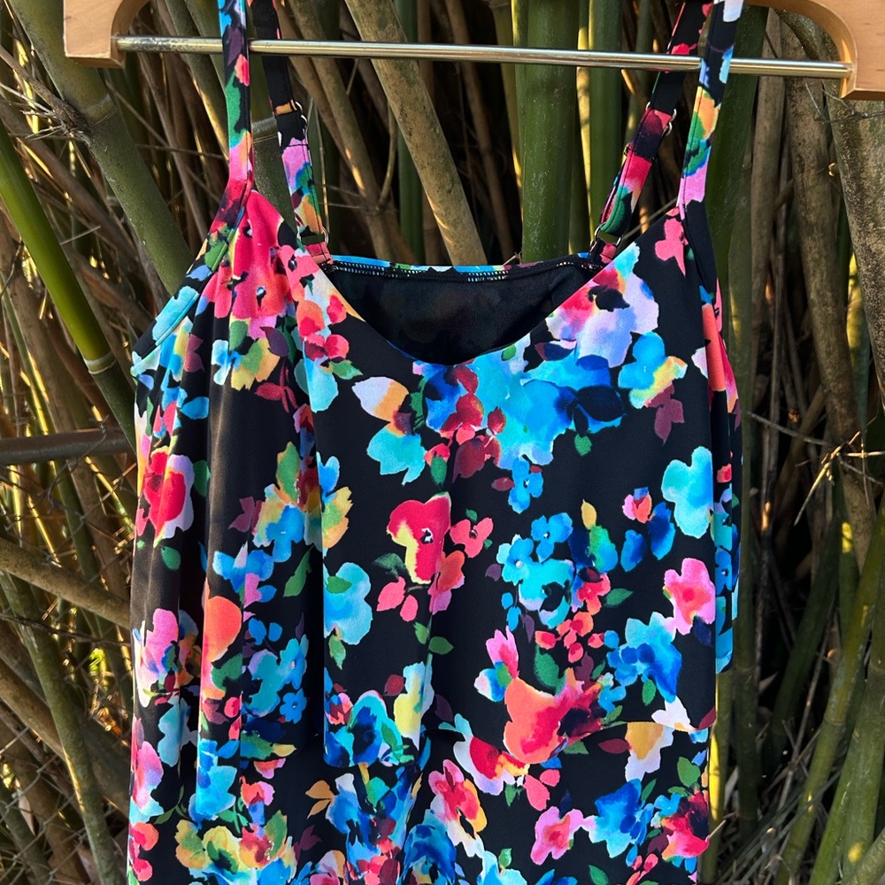 Colorful Floral Tankini Swimsuit Top